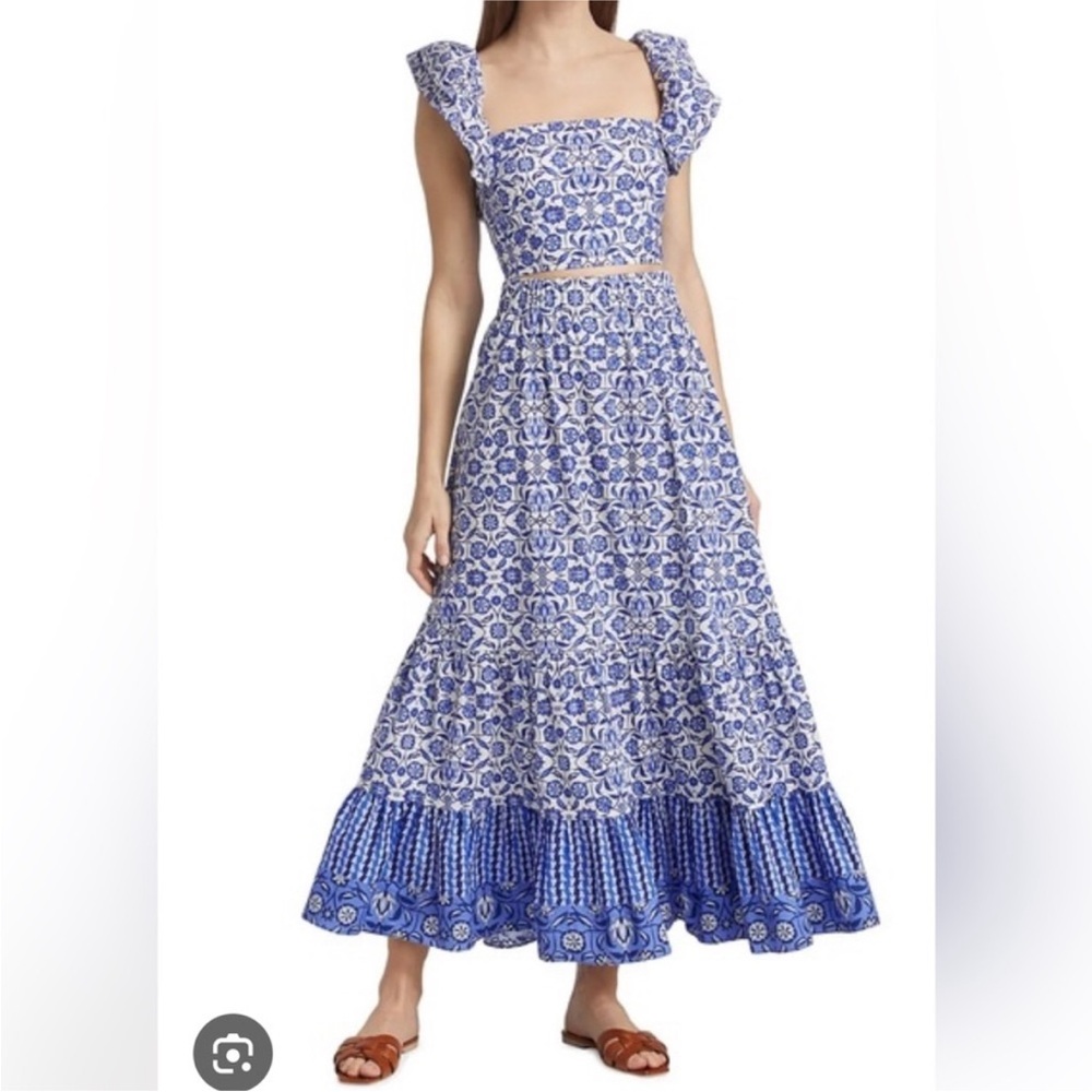 Cara Cara Chase Maxi Skirt in Spanish Tile Blue - Small - Picture 2 of 9